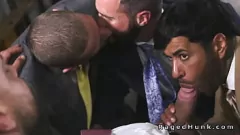 Play Muscular Bosses Giving Raw Anal Sex to Suited Businessmen