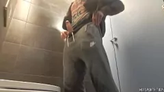 Play Muscular Gay Amateur with Big Dick in Risky Public Bathroom Masturbation