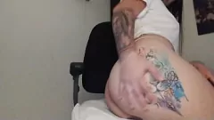Play Lucyplay covering her tats with creamy cum while masturbating