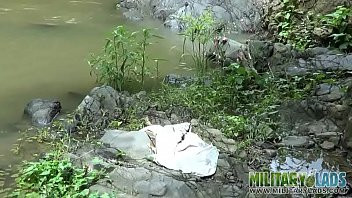 Play Cock-strong twink soldier by the river